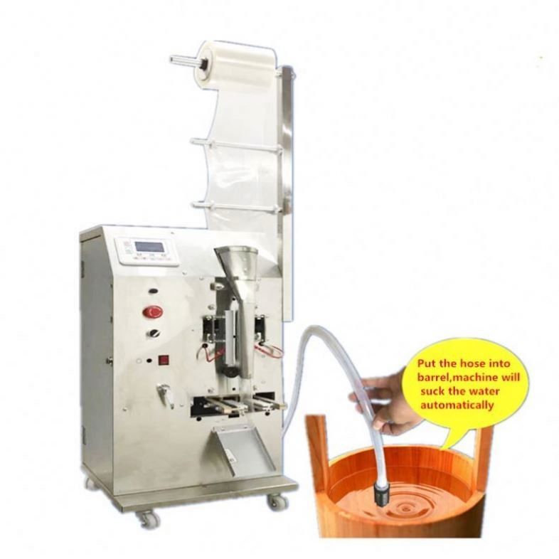 Nieuw ontwerp 3 zijden zegel Kleine verticale verpakkingsmachine Automatische zuivere vloeistof sap saus zak verpakkingsmachine