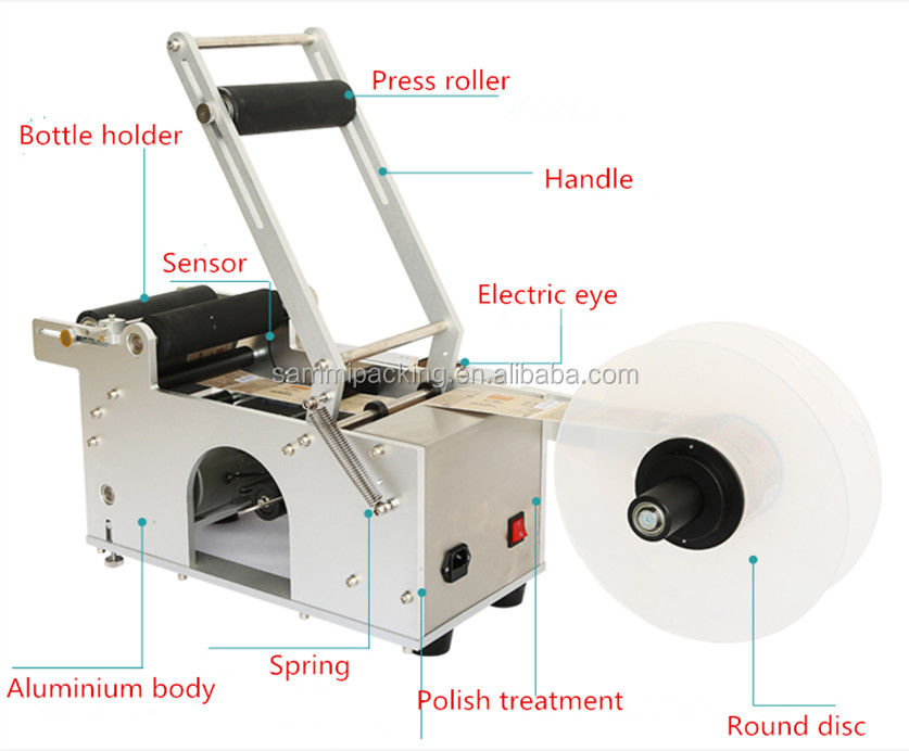 Ronde fles semi-automatische etiketteringsmachine elektrisch aangedreven type