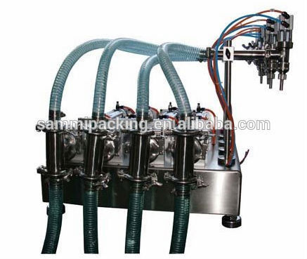 4 koppen pneumatisch aangedreven vloeistofvulmachine voor drank, olie, shampoo, alcohol, parfum