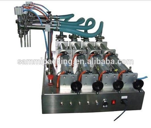 4 koppen pneumatisch aangedreven vloeistofvulmachine voor drank, olie, shampoo, alcohol, parfum