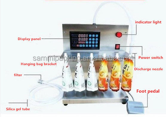 Persoonlijke spout zak vulmachine, tafel type 100 ml 8 hoofd vloeistof vulmachine