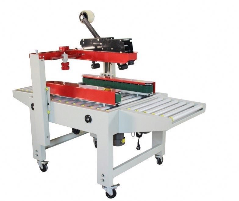 FXJ-6050 Up And Down Drive Belt Carton Sealer Met Tape Carton Sealing Machine