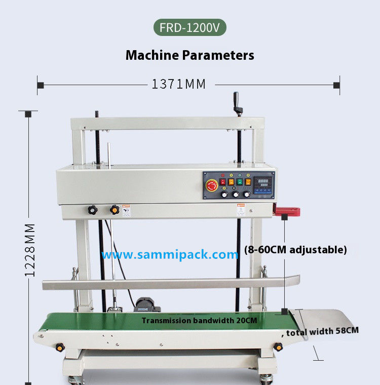 FR-1100V Elektrische verticale continue bandverzegelingsmachine voor voedsel/drank plastic zakken folie film zak verpakkingsmachine