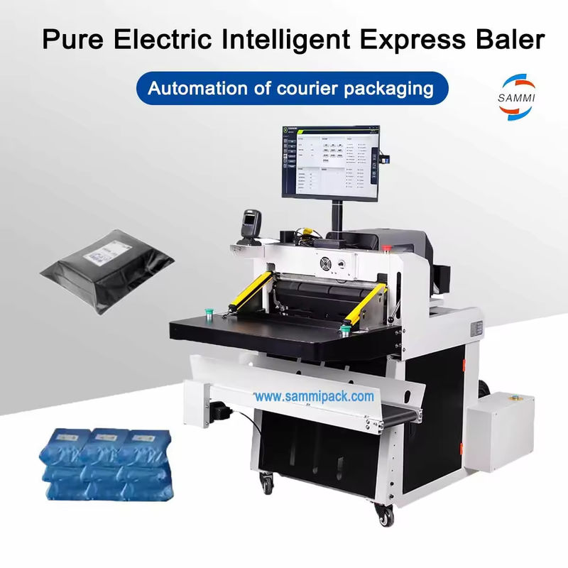 Automatisch scannen Barcode Printing Express Sheet PE Roll Bags Bagging Sticking Labels Sealing Packaging Machine