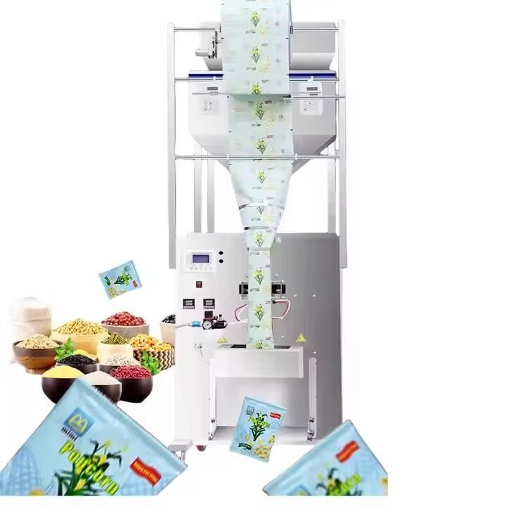Semi-automatische twee koppen grote gewicht vulmachine verpakkingsmachine voor sojabonen granen zaden meststof poeder zak