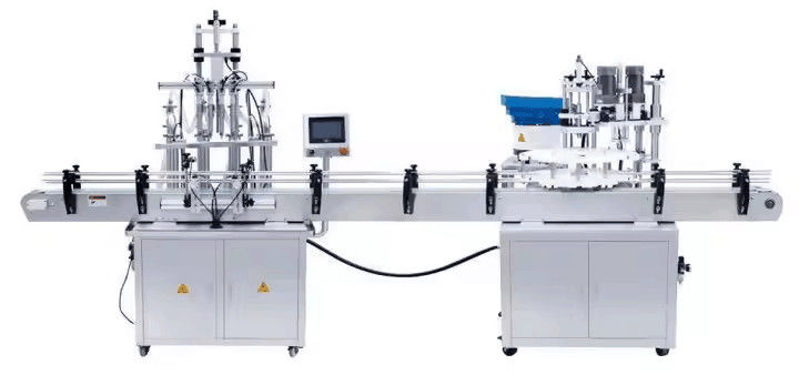 Inline 4 sproeiers Vloeistof vulmachine Automatische overstroom Vloeistof fles vulmachine voor drank sap