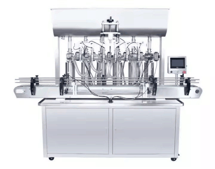 Inline 4 sproeiers Vloeistof vulmachine Automatische overstroom Vloeistof fles vulmachine voor drank sap