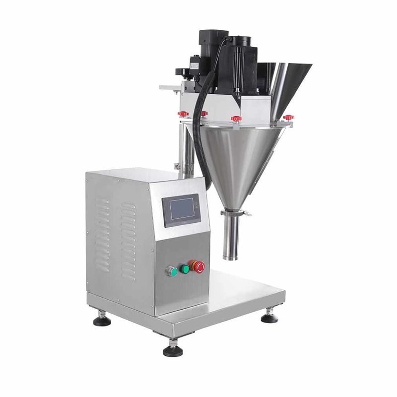 Commerciële kleine bureaubladspecerijen Flour Milk Powder Auger Screw Filler Machine Semi Auto Table Top Powder Bag Filling Machine