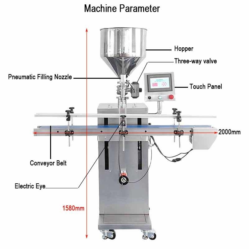 Hoogwaardige automatische verticale pasta vulmachine room warme saus ketchup vulmachine met transportband en touchscreen