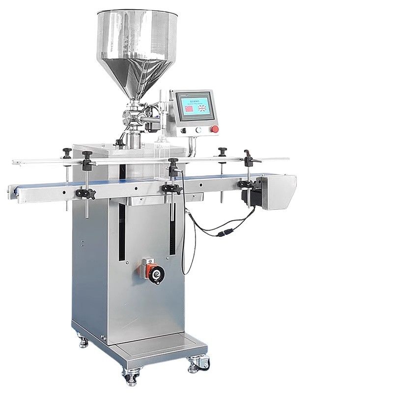 2025 Nieuwe Automatische Vloeibare Paste Warme Sauce Verticale Vulmachine Sap Chili Sauce Honing Verpakkingsmachine Met Transportband