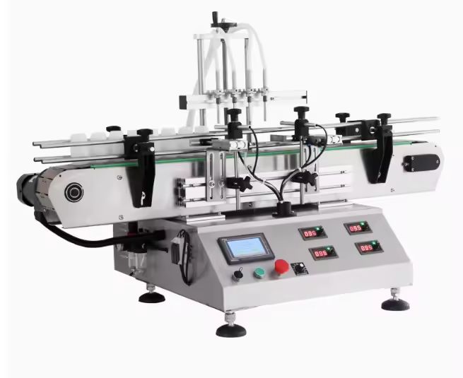 Vloeistofvulmachine Desktop Automatische Kleine Etherische Olie Parfum Vloeistof Fles Vullen Afsluiten en Etiketteermachine 4 Koppen