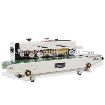 Hoge snelheid doorlopende bandverzegelmachine FR900C - Plastic Bag Sealing Machine met toonbank, voedselverpakkingsverzegelmachine