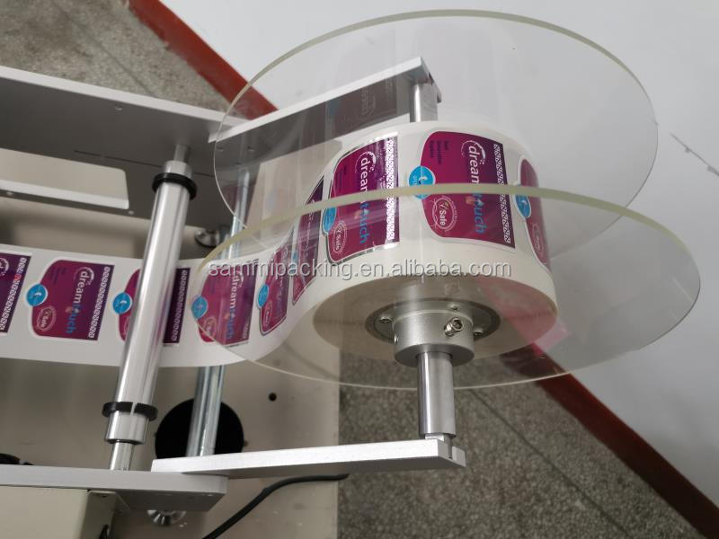 Semi-automatische etiketteringsmachine Dubbelzijdig rond fles Kleefkleefmerk etiketter Plastic glas potten Tweezijdige etiketteringsmachine