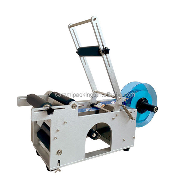 MT-50 Semi-automatische kleefkleefmerkmachine voor ronde flessen potten voor metaalpapier glasverpakking voedselgebruik nieuw gebruikt