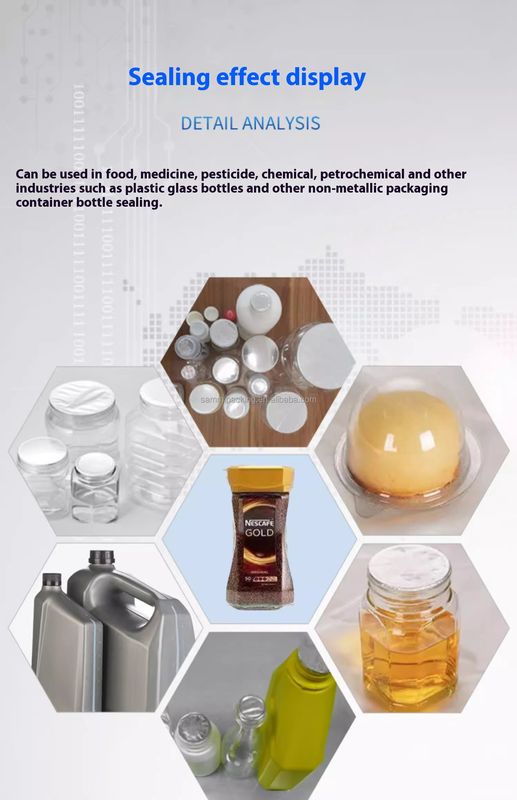 Volledig automatische doorlopende blikken Glasinductie Aluminiumfolie afdichtmachine voor plastic flessen