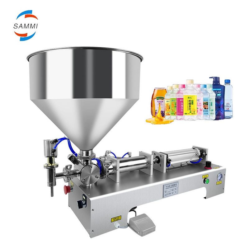 Semi-automatische dubbele koppen pasta zuiger vulmachine waterfles pneumatische vulmachine voor vloeistof/zak/olie/crème lotion