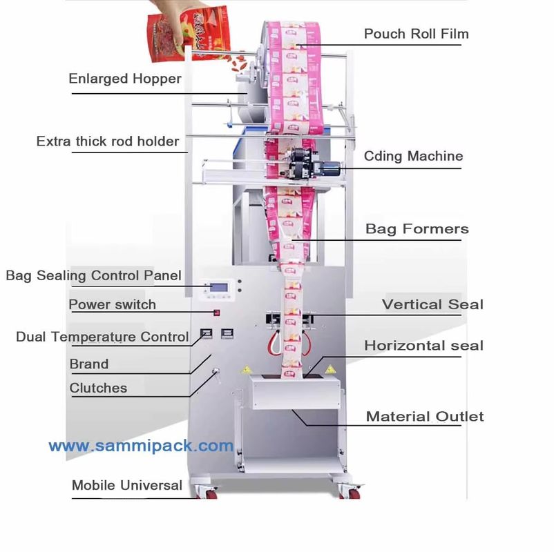 Fabrieksdirect 50-500g Multifunctionele automatische verpakkingsmachine voor poedergranulaat snacks verpakking met 1 jaar garantie