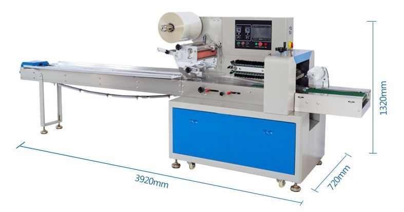 Dual Frequency Flow Pack Machine voor kleine koekjes Cookies Flow Pack Machine Food Pillow Packing Machine