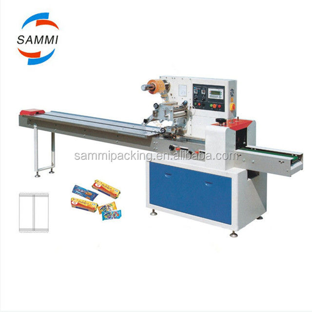 Multifunctionele horizontale kussenverpakkingsmachine Koekjes Chocoladereep Dranken Hoofdfunctie Vorm Vullen Sluiten Snijmotor