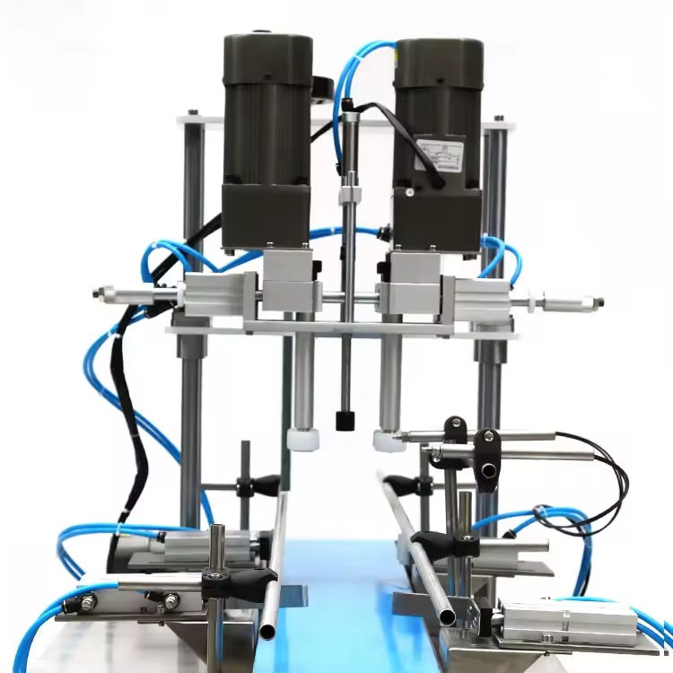 Hoogrendement Semi-Automatische Pneumatische Schroefmachine voor Bureau Plastic Doppen voor Cosmetica Water Dranken Glazen Sprayflessen