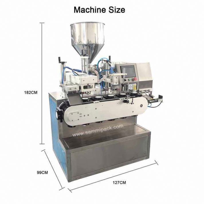 Automatische machine voor het vullen en afdichten van cosmetische crèmebuizen met ultrasone zachte buizen