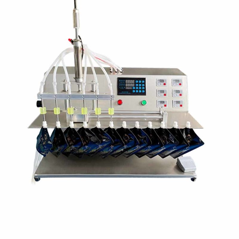 2025 Nieuwe dubbele sproeiers Liquid Water Spout Pouch Bag Filling Machine Stand Up Nozzle Bag Semi Automatic Filler en Sealer