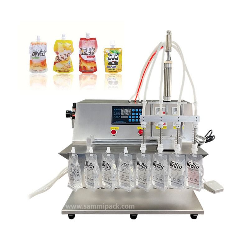 2025 Nieuwe dubbele sproeiers Liquid Water Spout Pouch Bag Filling Machine Stand Up Nozzle Bag Semi Automatic Filler en Sealer