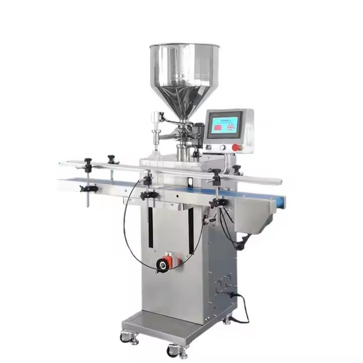 Hoogwaardige automatische verticale pasta vulmachine room warme saus ketchup vulmachine met transportband en touchscreen