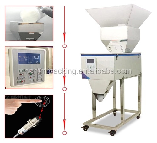 Hoogwaardige 100-3000g weegmachine semi-automatische kruidenpoeder weegmachine Vibratie weegmachine met grote hopper