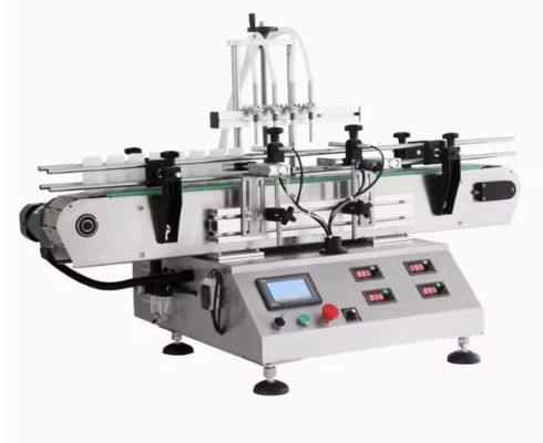 4-Kops Tafelmodel Automatische Magnetische Pomp Vloeistof Afvulmachine voor sap, water, olie