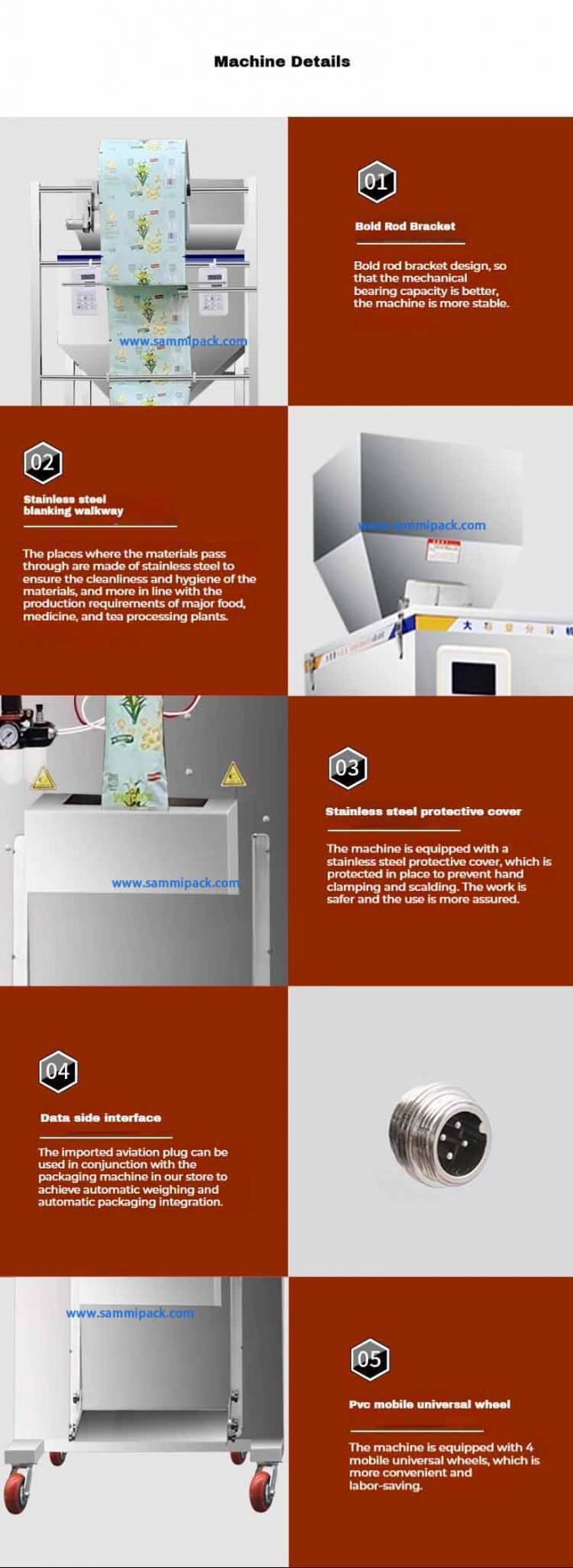 Multifunctionele dubbele kop suiker vulling koffiebonen weeg- en verpakkingsmachine 500g 1000g 450*470*1750MM Commodity 5