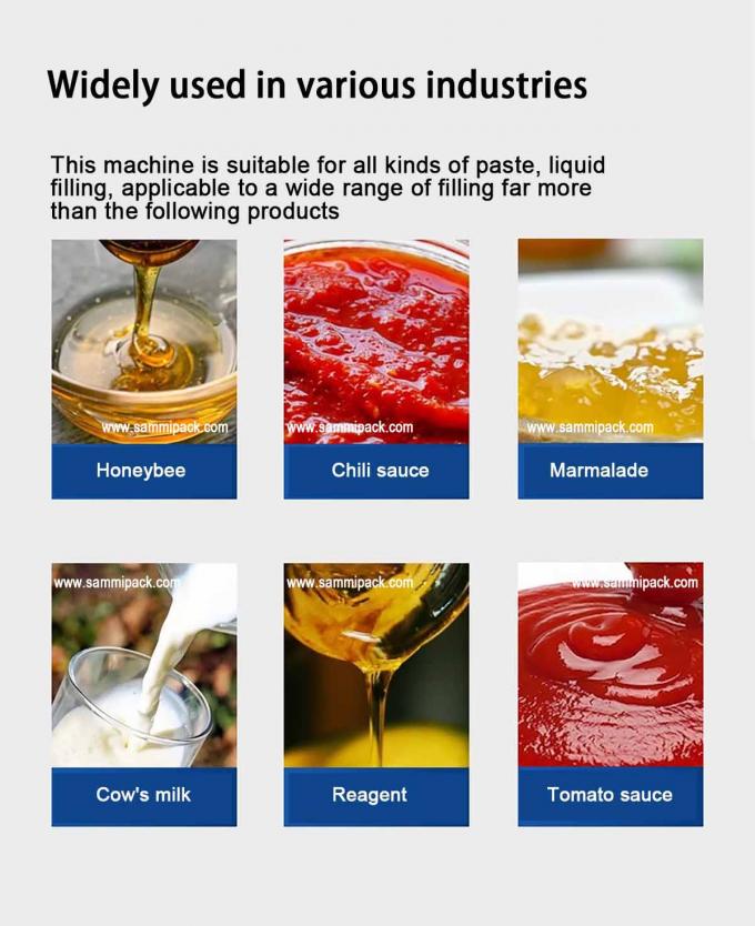 Automatische verticale vloeibare pasta vulmachine voor warm saus sap en honing verpakking met conveyor room materiaal 2