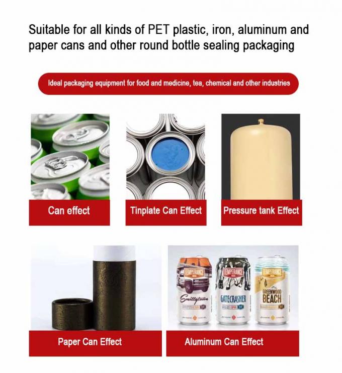 Automatische tafelkappen afdichtmachine voor melkpoeder verf drank voedsel sardine tonijn blikken 5